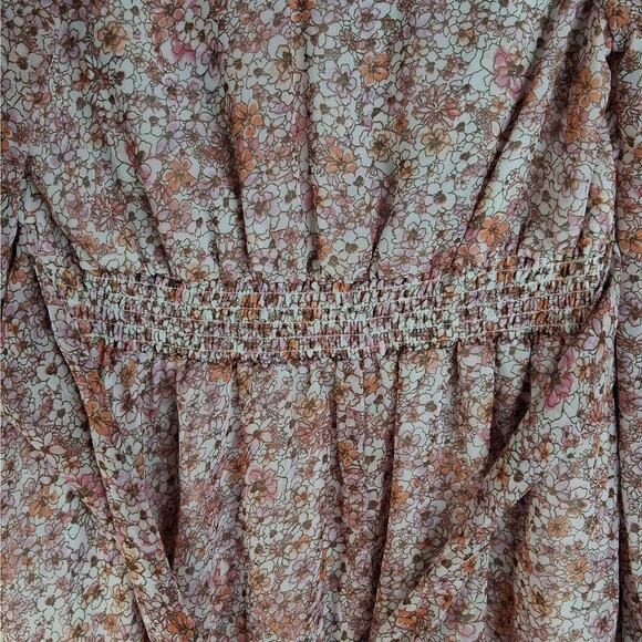 Japna Dress Women's Medium Long Sleeves V-Neck Pink Feminine Layered Boho - Picture 8 of 13